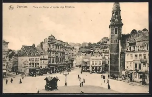AK Verviers, Place du Martyr et Eglise des Recollets