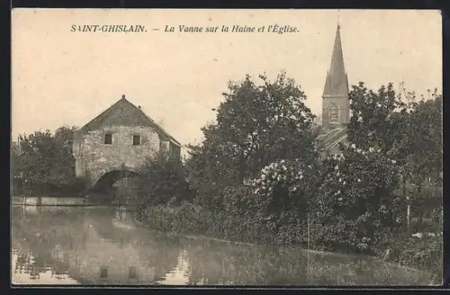 AK Saint-Ghislain, La Vanne sur la Haine et l`Église