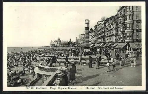AK Ostende, Plage, Digue et Kursaal
