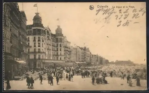 AK Ostende, La Digue et la Plage