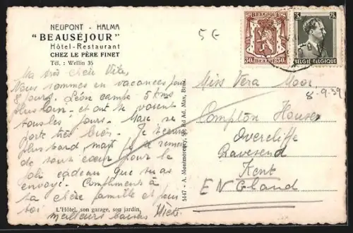AK Neupont-Halma, Hotel-Restaurant Beauséjour chez le père Finet, L`Hotel, son garage, son jardin