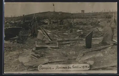 AK Loncin, Ruines du Fort en 1914