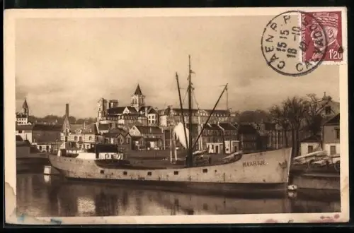 AK Caen /Calvados, Le Port, l`Arrivée de l`Abri aux Dames et l`Hôtel Dieu