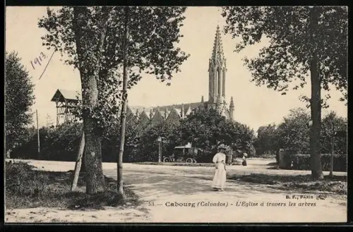 AK Cabourg /Calvados, L`Église à travers les arbres