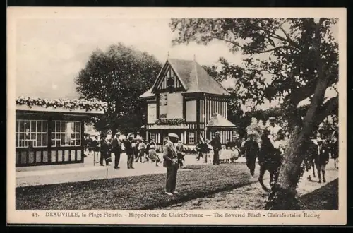 AK Deauville, La Plage Fleurie, Hippodrome de Clairefontaine
