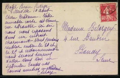 AK Beau-Rivage, Scène de détente dans un parc boisé avec pavillon et promeneurs