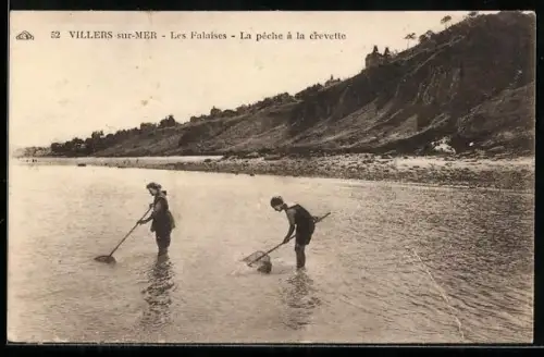 AK Villers-sur-Mer, Les Falaises, La pêche à la crevette
