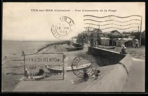 AK Ver-sur-Mer /Calvados, Vue d`ensemble de la Plage