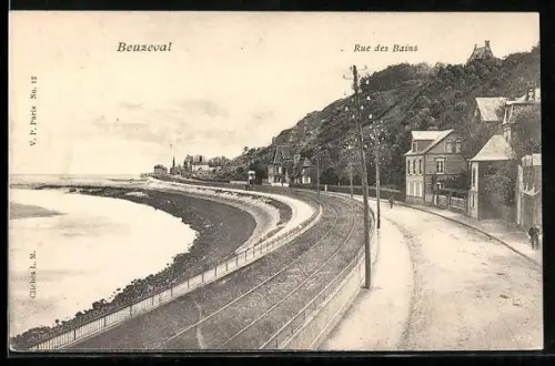 AK Benzeval, Rue des Bains et vue sur la côte