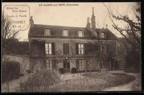 AK St-Aubin-sur-Mer /Calvados, Hôtel du Clos Fleuri et son jardin