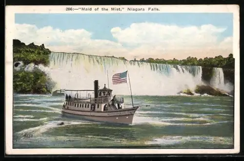 AK Niagara Falls, Passenger boat Maid of the Mist off the Niagara Falls