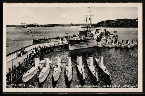 AK Kiel, U-Bootsbegleitschiff Saar mit U-Flottille Weddigen, U-Boote vom Typ IIA und IIB