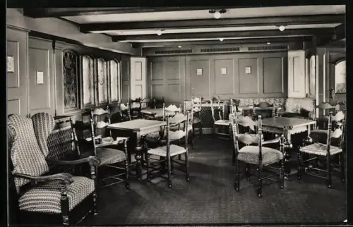 AK Gesellschaftszimmer in der Touristenklasse an Bord des Passagierschiffes Deutschland