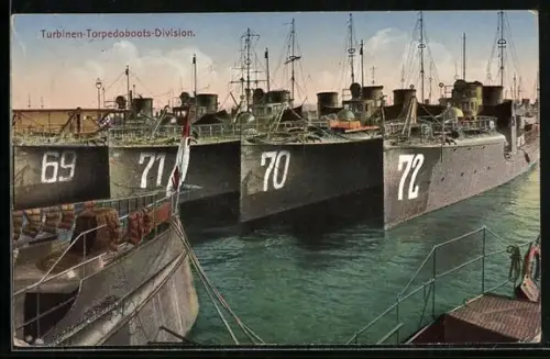 AK Torpedoboote S-169, S-171, S-170, S-172 im Päckchen liegend, Kriegsschiff