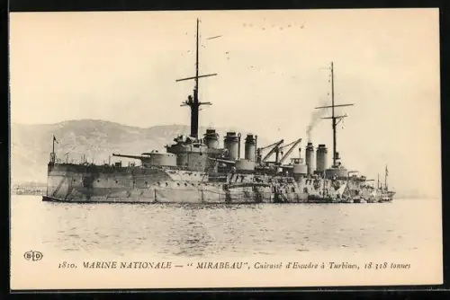 AK Cuirassé d`Escadre à Turbines Mirabeau, Kriegsschiff