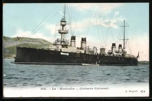 AK Französischer Kreuzer Le Montcalm vor Anker, Kriegsschiff