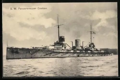 AK Grosser Kreuzer Goeben vor der Küste, Kriegsschiff