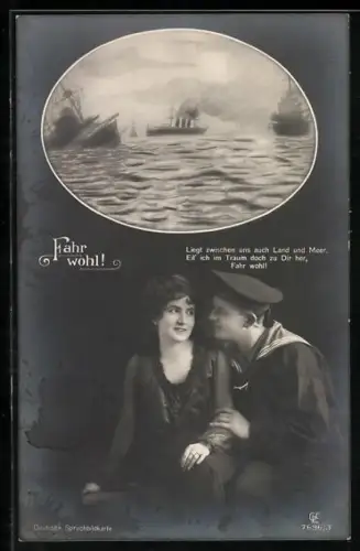 AK Deutsches Kriegsschiff im Gefecht, Matrose mit seiner Liebsten