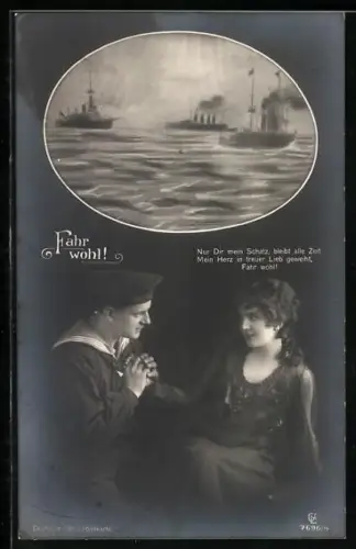 AK Deutsche Kriegsschiffe im Manöver, Matrose mit seiner Liebsten im Zweisamkeit