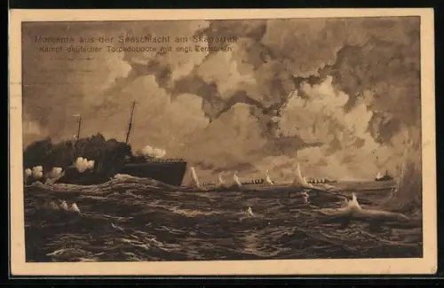 AK Seeschlacht am Skagerrak 1916, Kampf deutscher Torpedoboote mit englischen Zerstörern