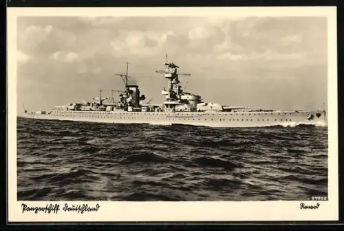 AK Panzerschiff Deutschland der Kriegsmarine auf hoher See