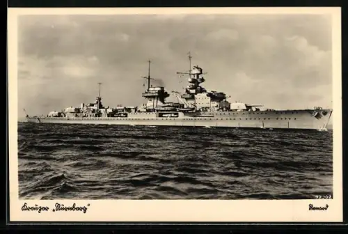 AK Leichter Kreuzer Nürnberg auf hoher See, Kriegsmarine