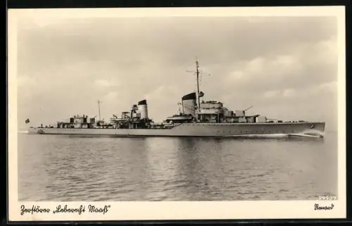 AK Zerstörer Z-1 Leberecht Maass der Kriegsmarine auf hoher See