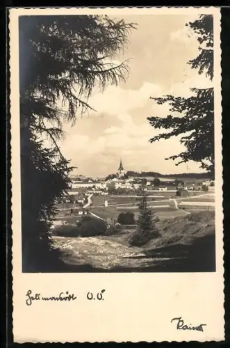 AK Hellmonsödt /O.Ö., Panorama mit Kirche