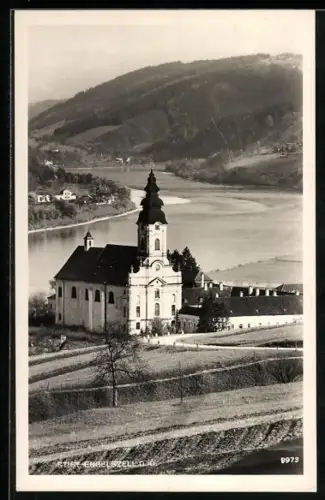 AK Engelszell /O.Ö., Stift mit Bergpanorama