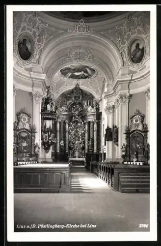 AK Linz a. D., Pöstlingberg, Kirche, Innenansicht