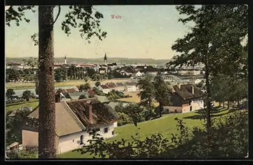 AK Wels, Panorama mit Kirche