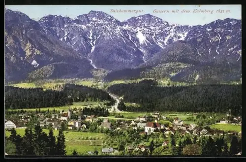 AK Goisern /Salzkammergut, Ortsansicht mit Kalmberg