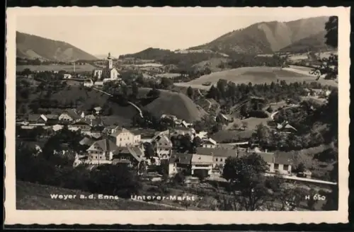 AK Weyer an der Enns, Unterer Markt mit Kirche