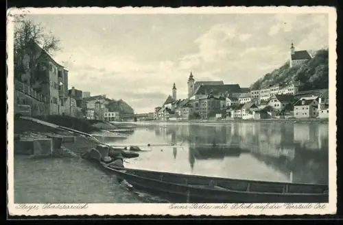 AK Steyr /Oberösterreich, Ennspartie mit Blick auf die Vorstadt Ort