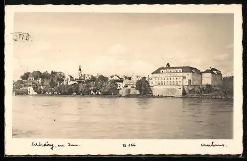AK Schärding am Inn, Panorama mit Inn und Kurhaus