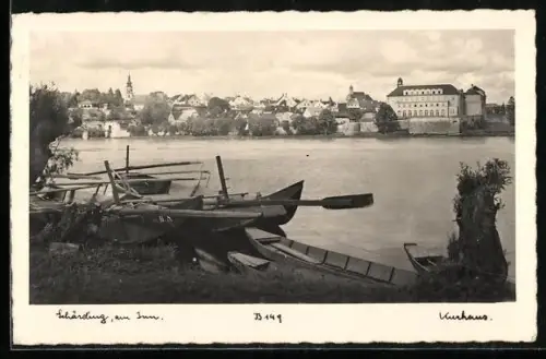 AK Schärding am Inn, Kurhaus mit Uferpartie