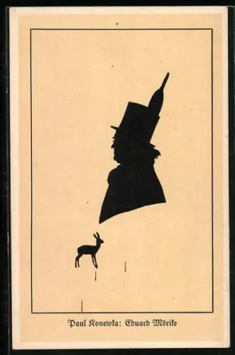 Künstler-AK Paul Konewka: Silhouette, Eduard Mörike, Reh