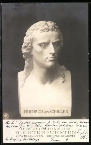 AK Dichter Friedrich Schiller, Büste zum 100jährigen Todestag