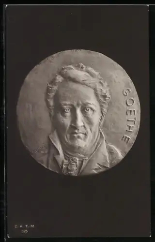 AK Dichter Johann Wolfgang von Goethe, Porträt auf Medaille