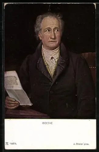 AK Johann Wolfgang von Goethe elegant mit Brief in der Hand