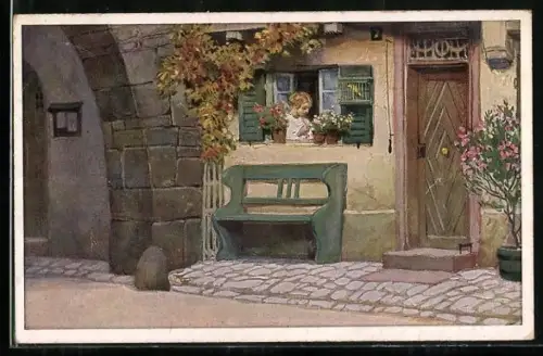 Künstler-AK Paul Hey: Volksliederkarte Nr. 31, Die Lore am Tore