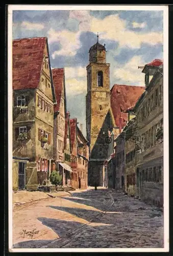 Künstler-AK J.Marschall: Dinkelsbühl, Turmstrasse