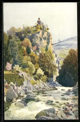 Künstler-AK J.Marschall: Meran, Gilfklamm u. Zenoburg