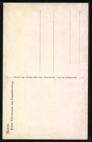 Künstler-AK J. Marschall: Meran / Merano, Ruine Pulverturm am Tappeine