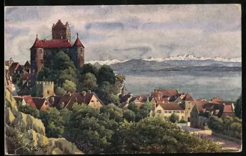 Künstler-AK J.Marschall: Schloss Meersburg am Bodensee