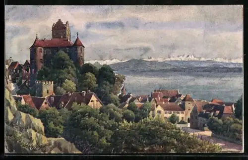 Künstler-AK J.Marschall: Schloss Meersburg am Bodensee