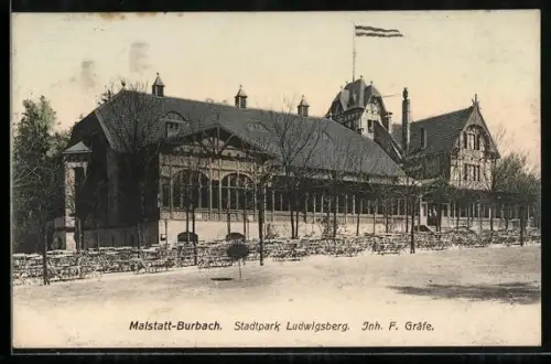 AK Malstatt-Burbach, Stadtpark Ludwigsberg mit Grünanlagen, Inh. F. Gräfe