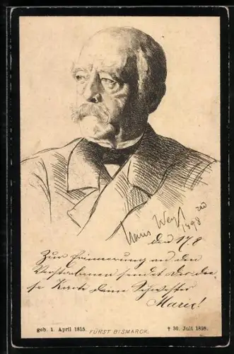 Künstler-AK Otto von Bismarck, Portrait