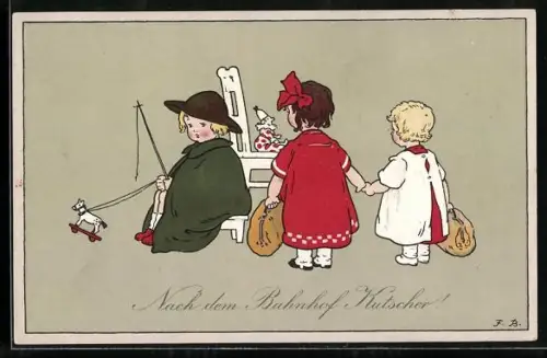 Künstler-AK Fritz Baumgarten: Kinder mit Spielzeug