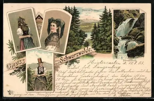 AK Schwarzwald, Ravenaschlucht, Titisee, Frauen in Schwarzwälder Tracht
